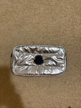 Moncler Parfums Metallic Silver Quilted Pouch